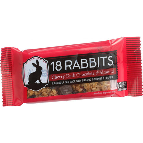 18 Rabbits Organic Granola Bar - Cherry Dark Chocolate and Almond - Case of 12 - 1.6 oz Bars