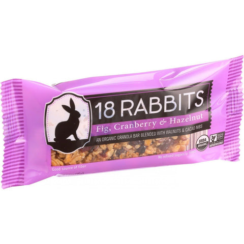 18 Rabbits Organic Granola Bar - Fig Cranberry and Hazelnut - Case of 12 - 1.6 oz Bars