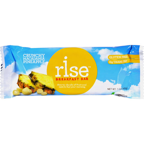 Rise Bar Breakfast Bar - Crunchy Macadamia Pineapple - Case of 12 - 1.4 oz