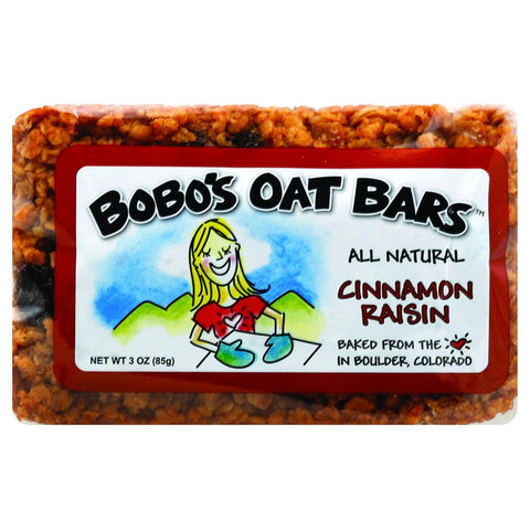 Bobo's Oat Bars - All Natural - Cinnamon Raisin - 3 oz Bars - Case of 12