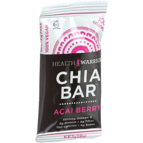 Health Warrior Chia Bar - Acai Berry - .88 oz Bars - Case of 15