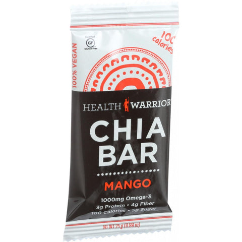 Health Warrior Chia Bar - Mango - .88 oz Bars - Case of 15