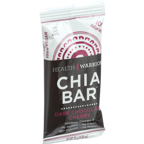 Health Warrior Chia Bar - Dark Chocolate Cherry - .88 oz Bars - Case of 15