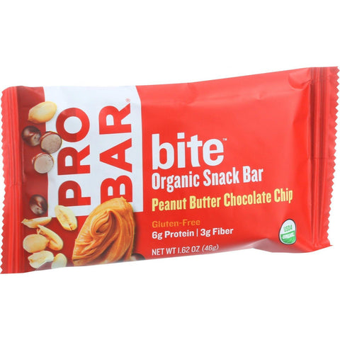 Probar Bite Organic Snack Bar - Peanut Butter Chocolate Chip - 1.62 oz Bars - Case of 12