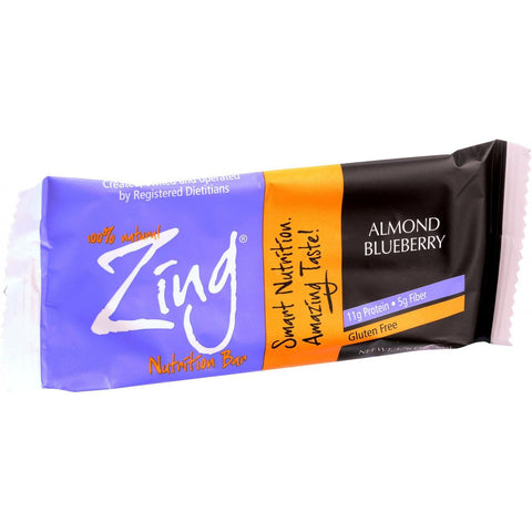 Zing Bars Nutrition Bar - Almond Blueberry - 1.76 oz Bars - Case of 12