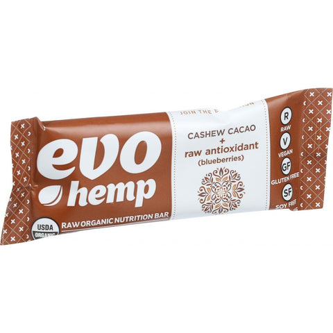 Evo Hemp Organic Hemp Bars - Cashew Cacao Antioxidant - 1.69 oz Bars - Case of 12