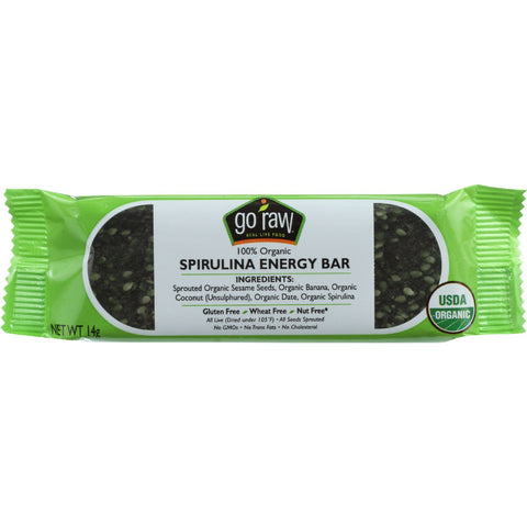 Go Raw Snack Bar - Organic - Sprouted - Spirulina Energy - Sweetened - .493 oz - case of 10