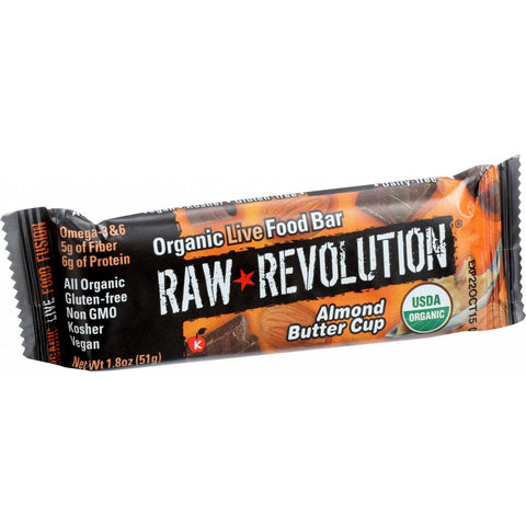 Raw Revolution Organic Live Food Bar - Almond Butter Cup - 1.8 oz Bars - Case of 12