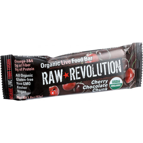 Raw Revolution Organic Live Food Bar - Cherry Chocolate Chunk - 1.8 oz Bars - Case of 12